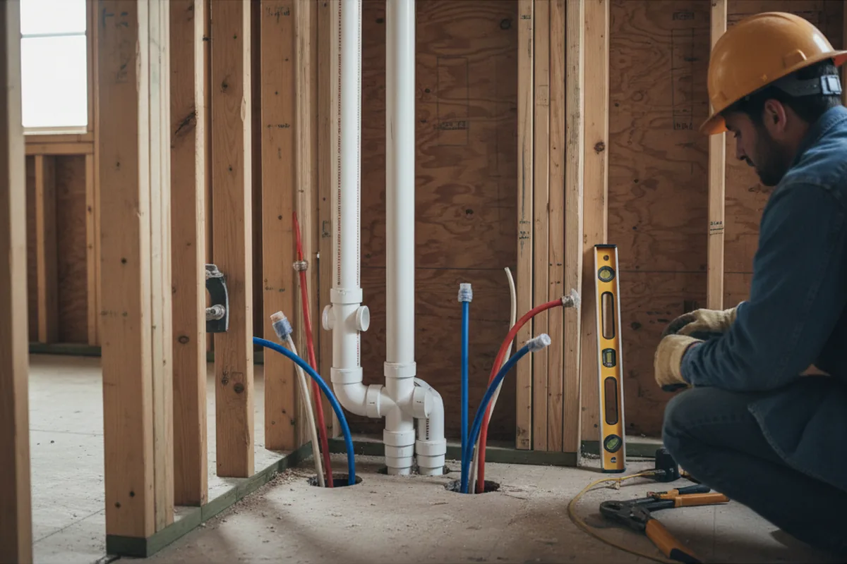 Drain and supply rough-in during Sump Pump Repair in Pickens